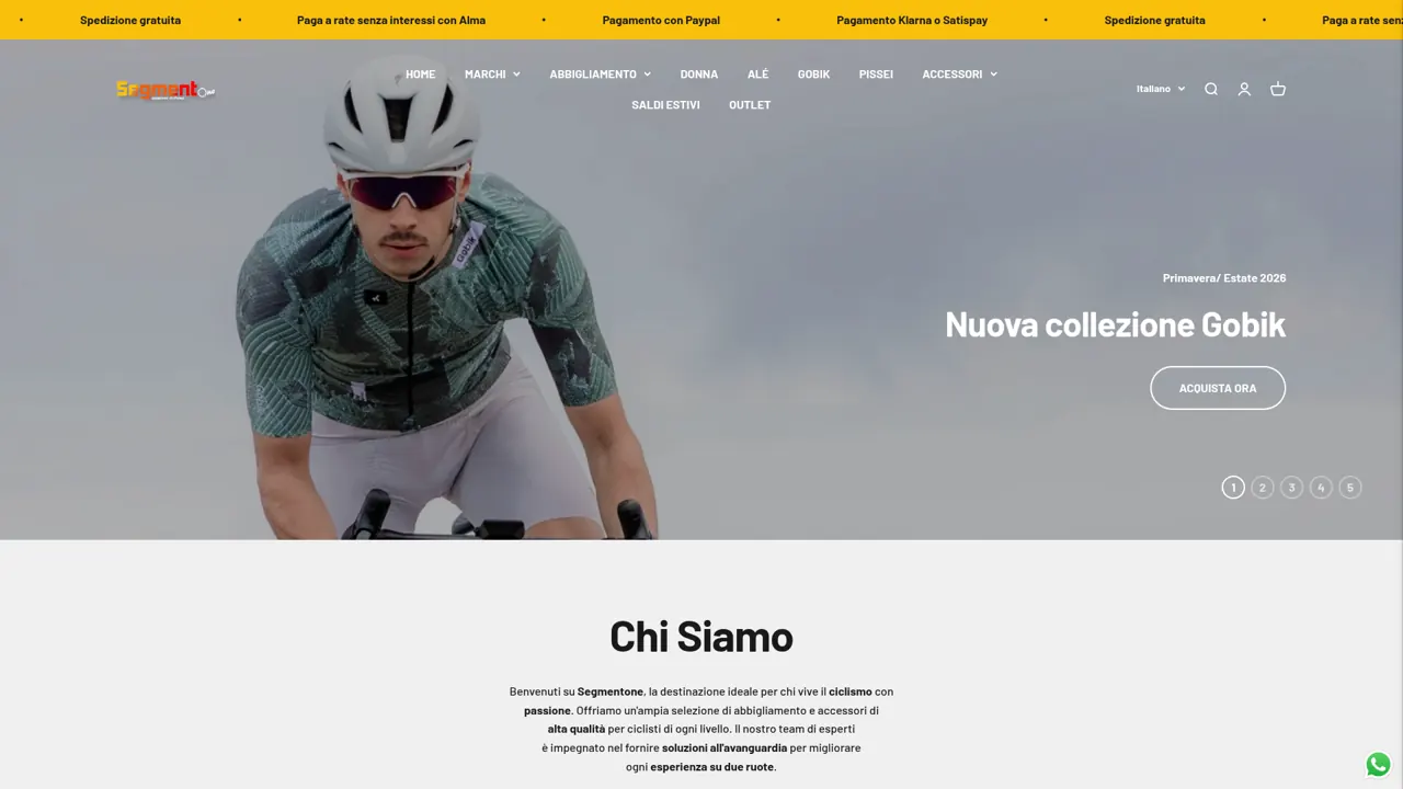 Homepage dello store SegmentOne