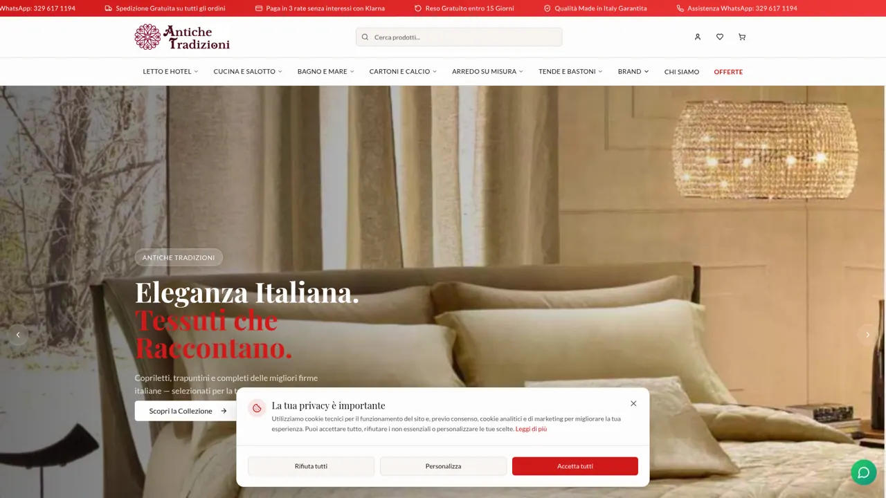 Homepage dello store Antiche Tradizioni